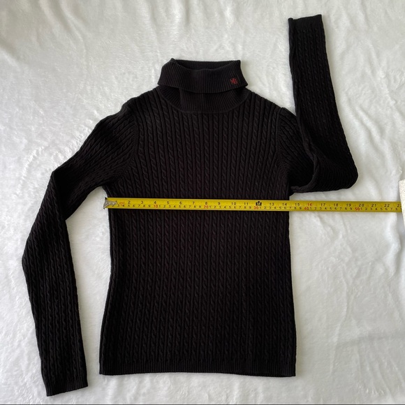 Lauren by Ralph Lauren Cotton Turtleneck Cable-Knit Sweater Black Size S - Picture 4 of 5